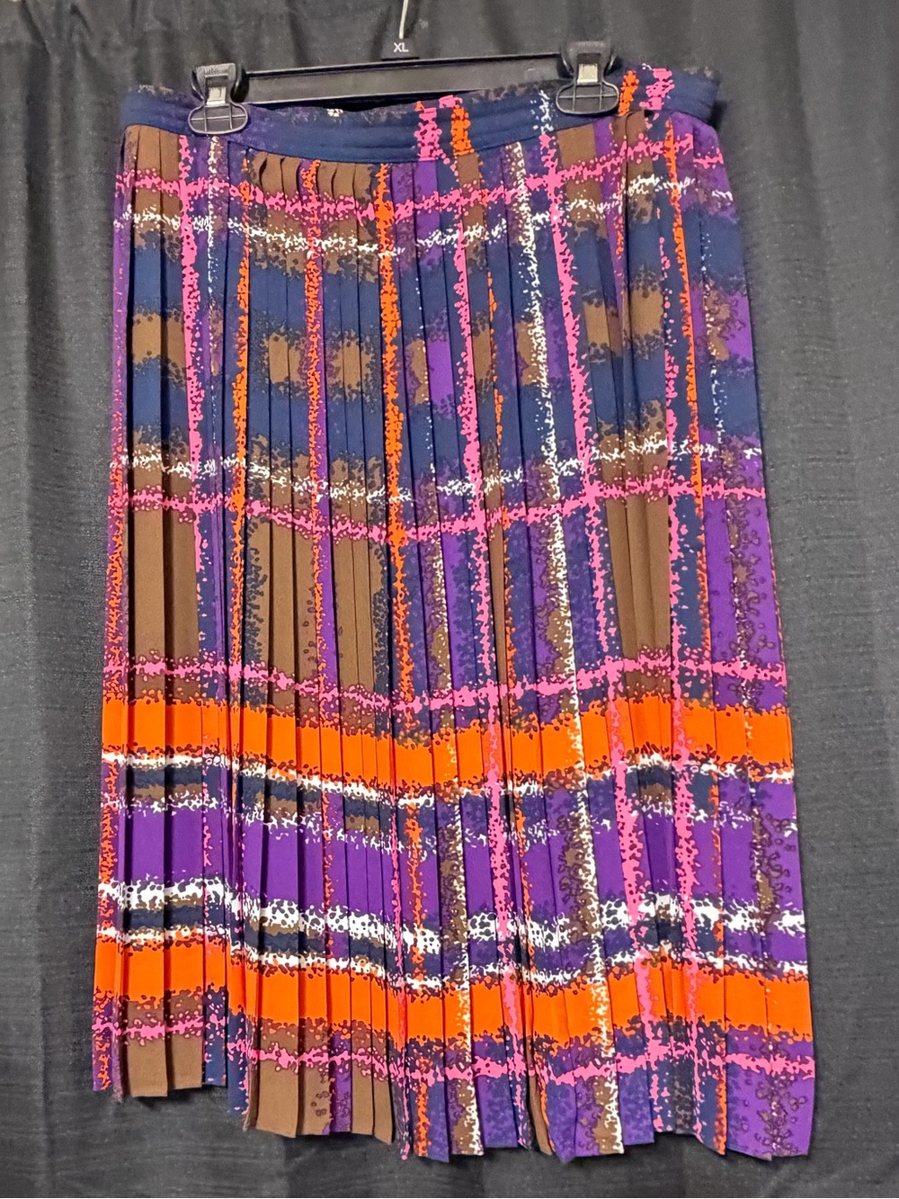 J Crew Skirt Pleated Multi-Color Printed Midi Skirt - Purple/Orange/Brown